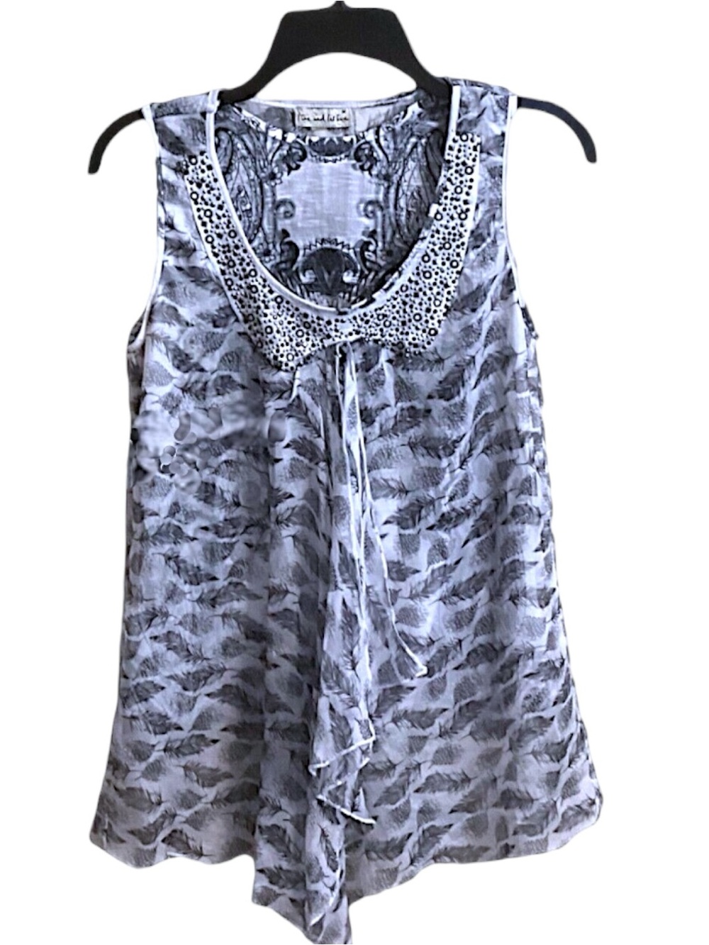 Live & Let Live Women Gauzy Sheer Sleeveless Tank Blouse Tunic SZ M Embellished